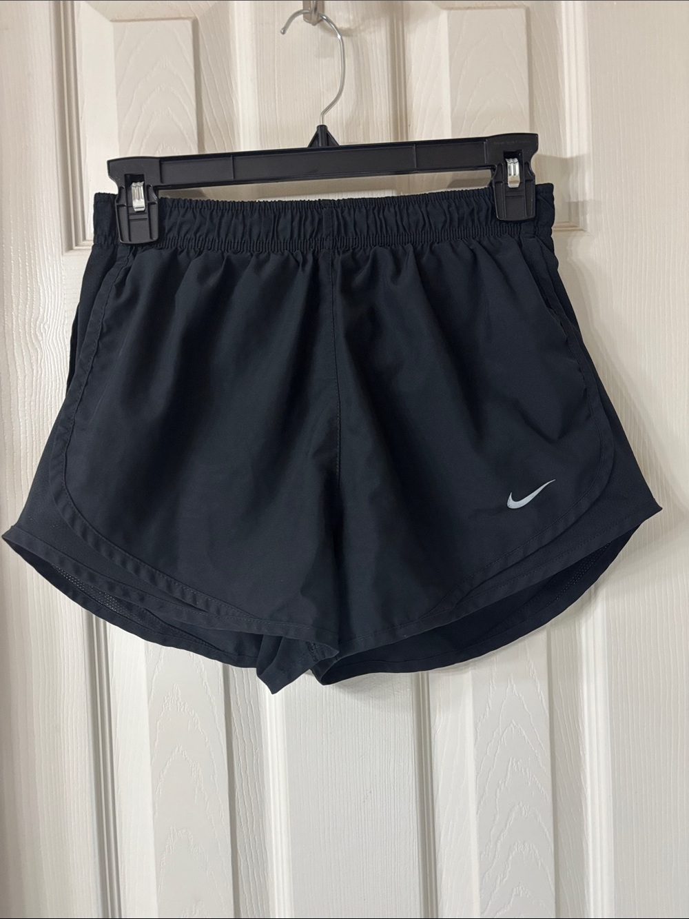 Nike Women's Black Athletic Running Shorts with Reflective Swoosh